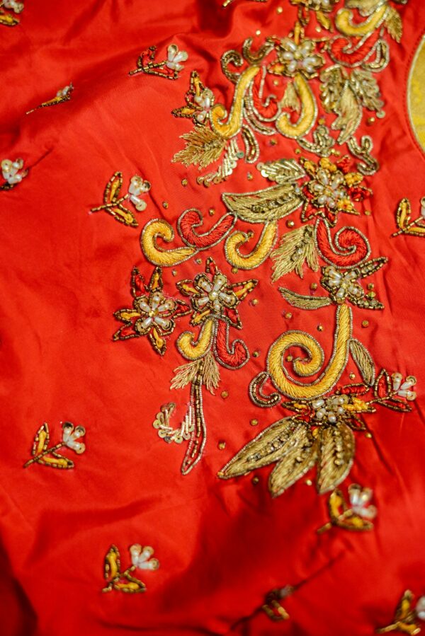Red top with yellow bottom Lehenga - Image 3