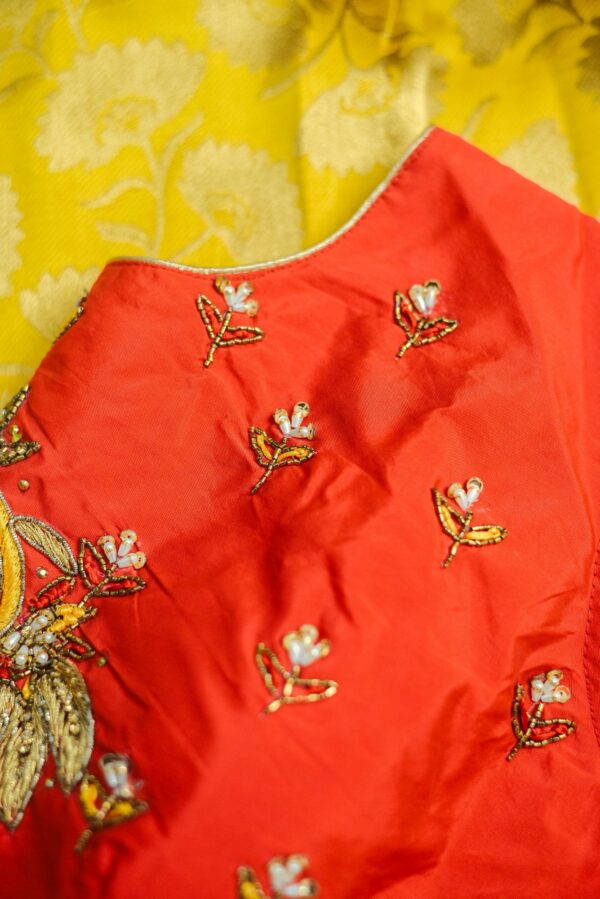 Red top with yellow bottom Lehenga - Image 4
