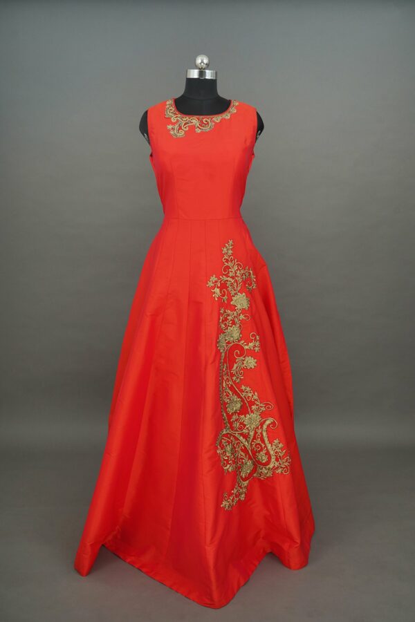 Red lehengas with Floral bottom design