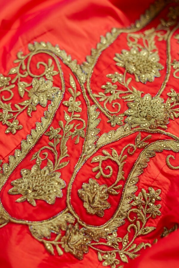 Red lehengas with Floral bottom design - Image 2