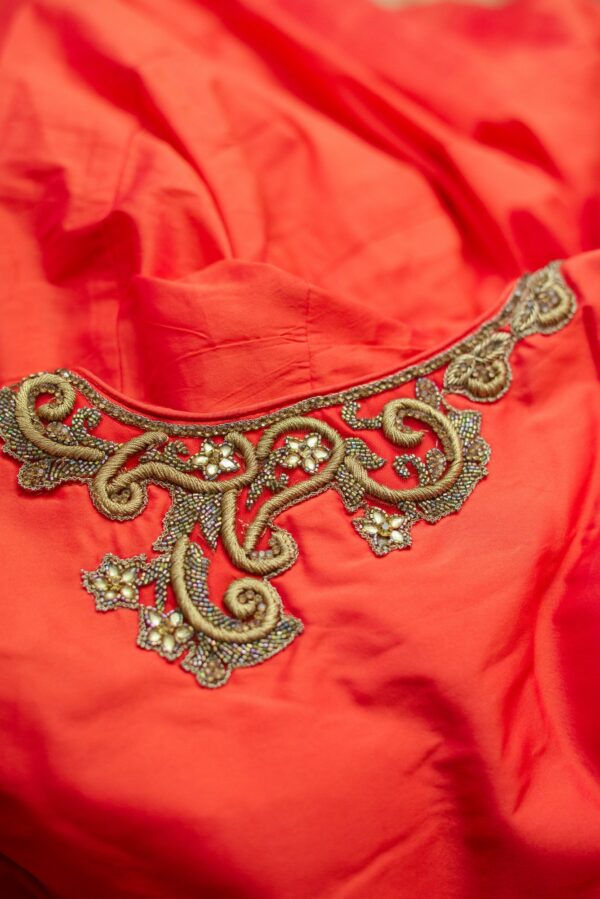 Red lehengas with Floral bottom design - Image 3