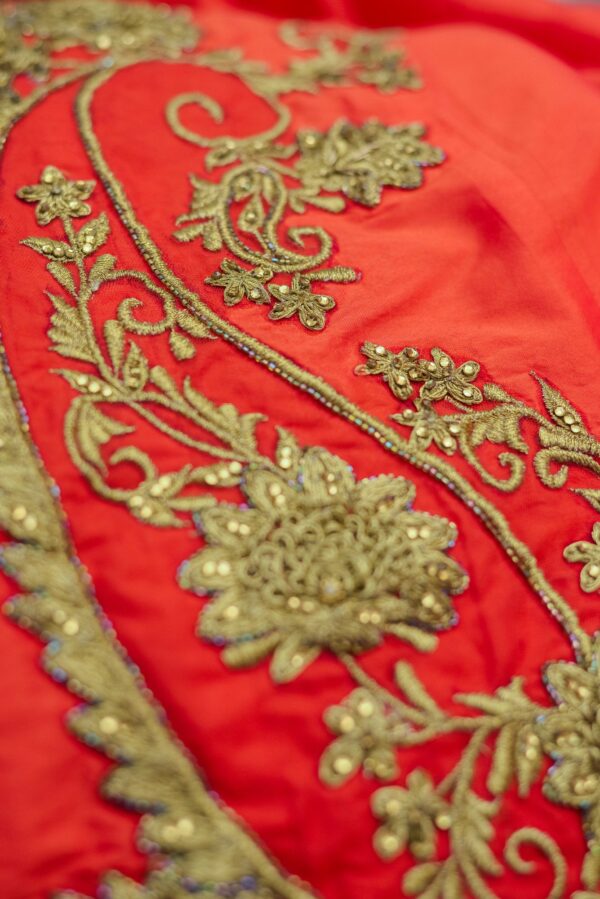 Red lehengas with Floral bottom design - Image 4