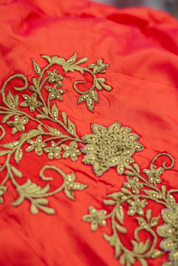 Red lehengas with Floral bottom design - Image 5