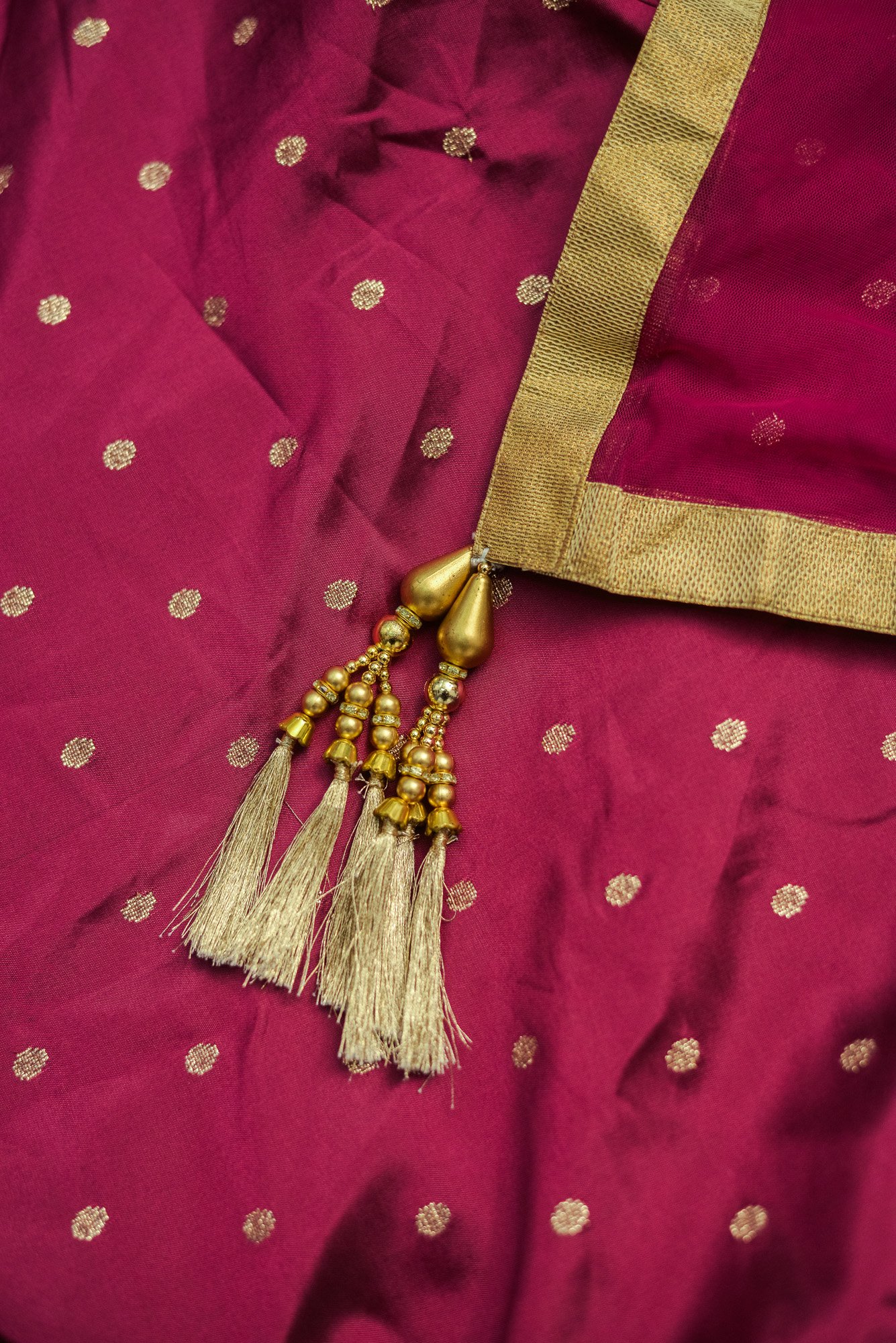 Turquoise blue floral design top with magenta bottom lehenga - Image 2