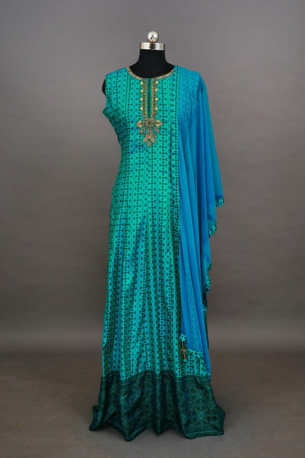 Turquoise blue with Floral design