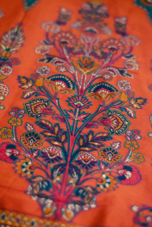 Turquoise blue with orange design bottom lehenga - Image 5
