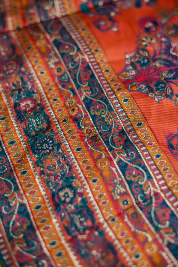 Turquoise blue with orange design bottom lehenga - Image 6