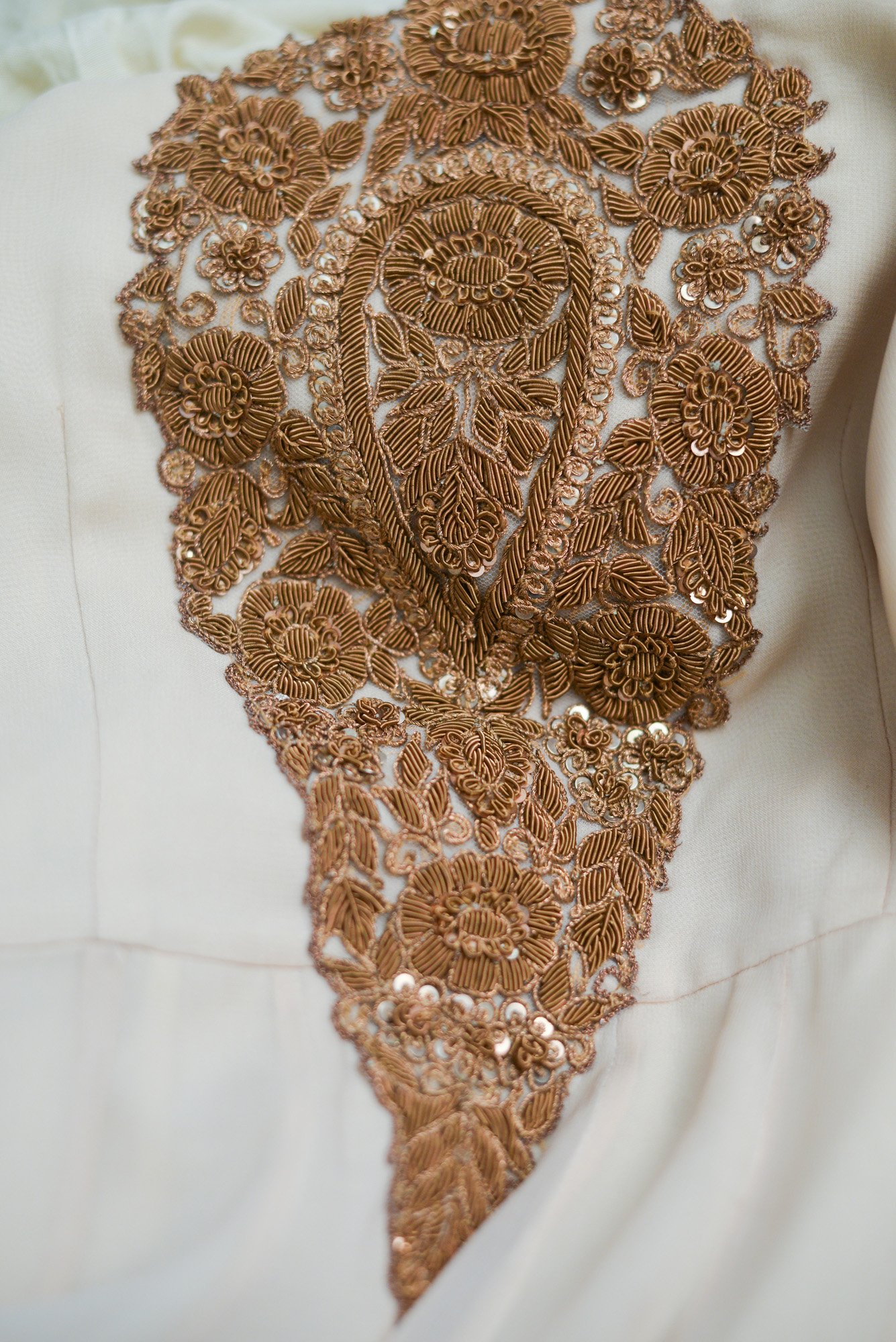 White Lehenga with Brown design on top - Image 2