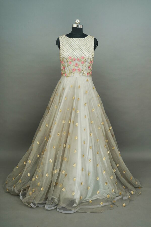 White Lehenga with floral design
