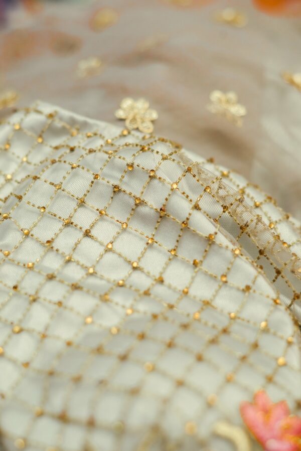 White Lehenga with floral design - Image 7