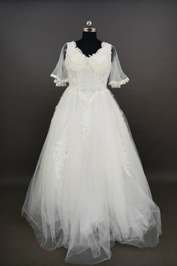white Floral design with Net bottom lehenga