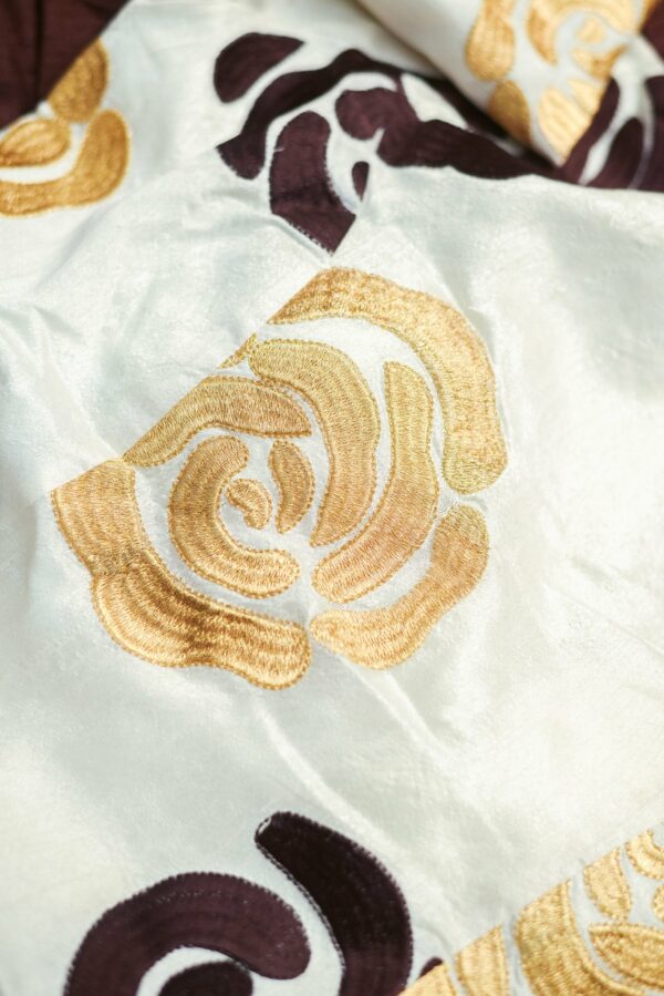 White floral top with brown bottom lehenga - Image 3