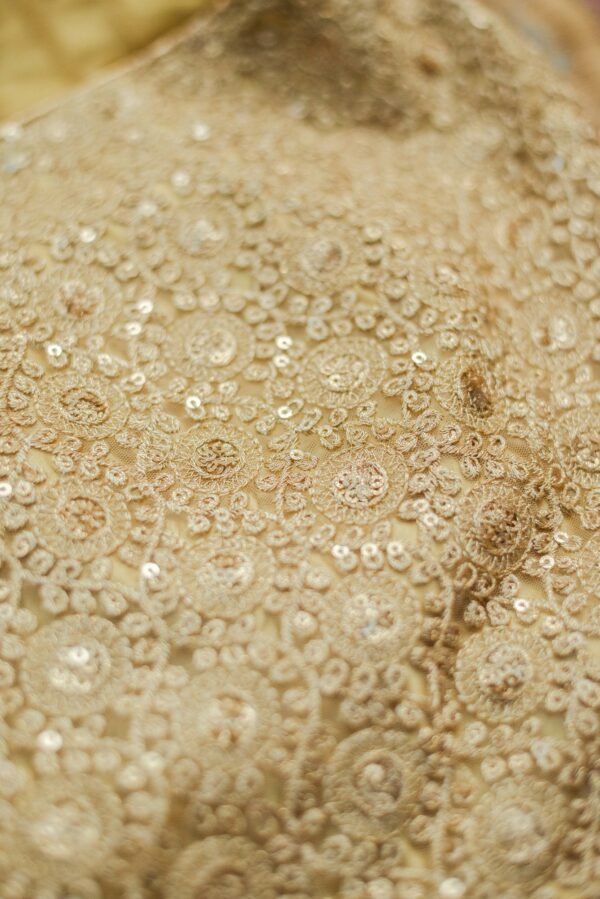 Yellow floral top with net bottom design lehenga - Image 2