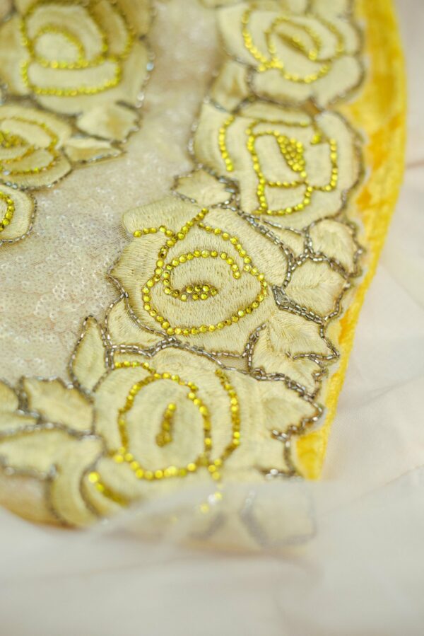 Yellow floral top with white net bottom lehenga - Image 5