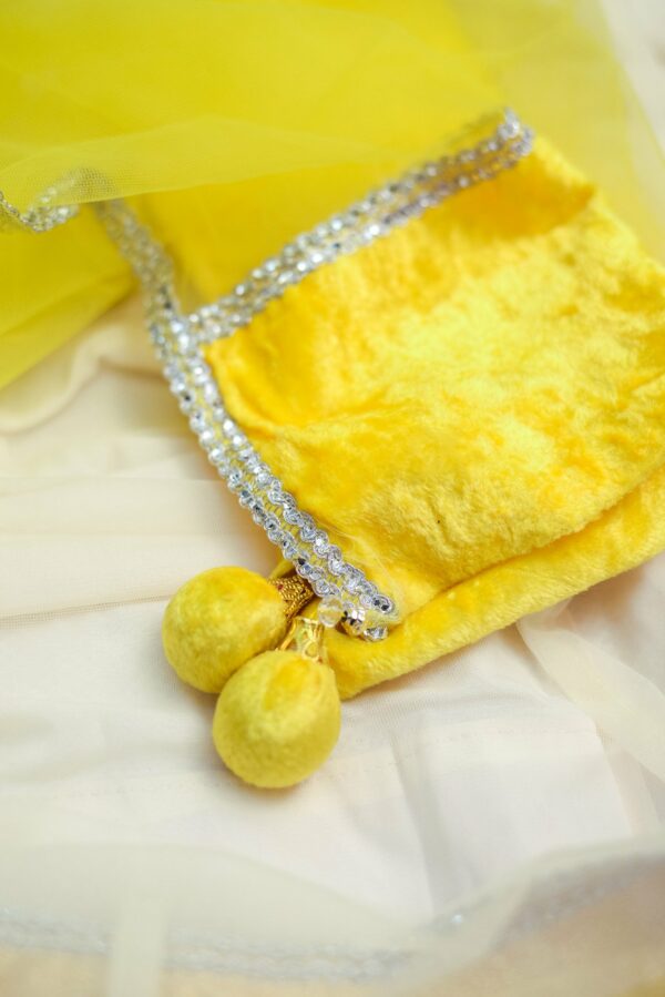 Yellow floral top with white net bottom lehenga - Image 6