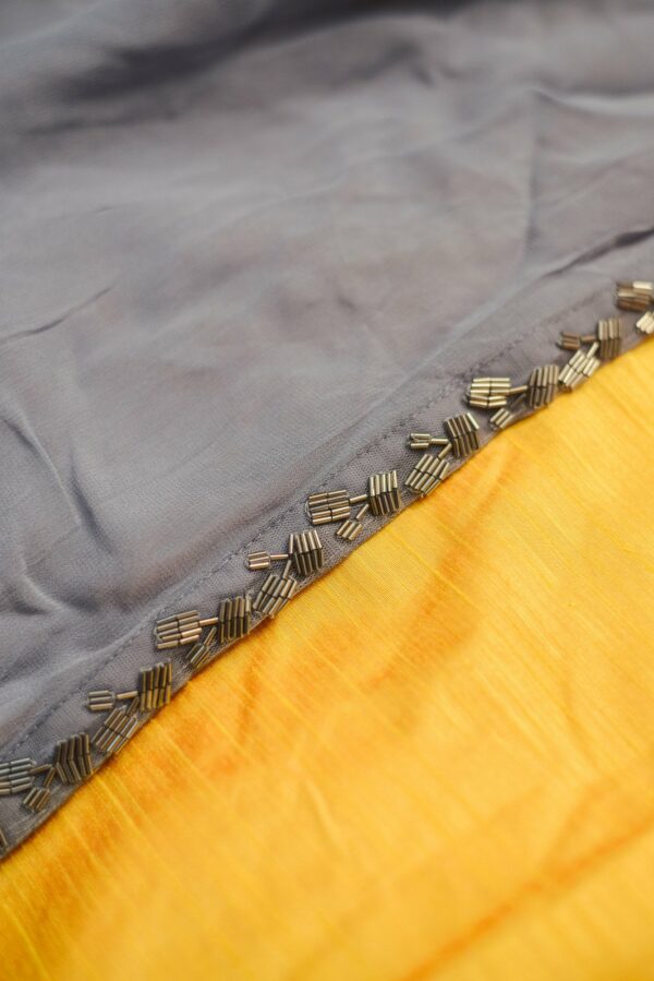 Yellow top and bottom with grey coat lehenga - Image 4