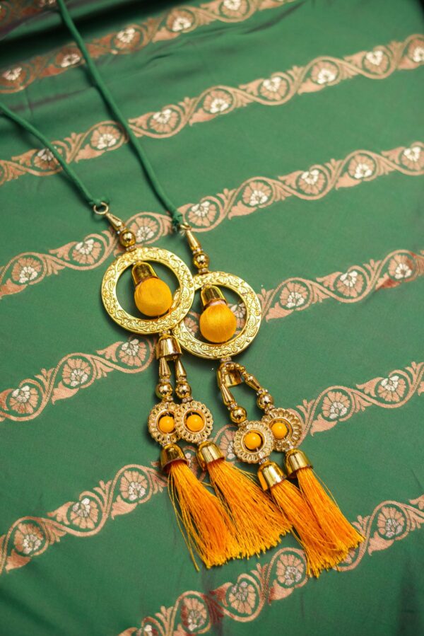 Yellow top with green bottom lehenga - Image 2