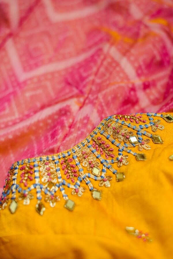 Yellow top with pink bottom lehenga - Image 3