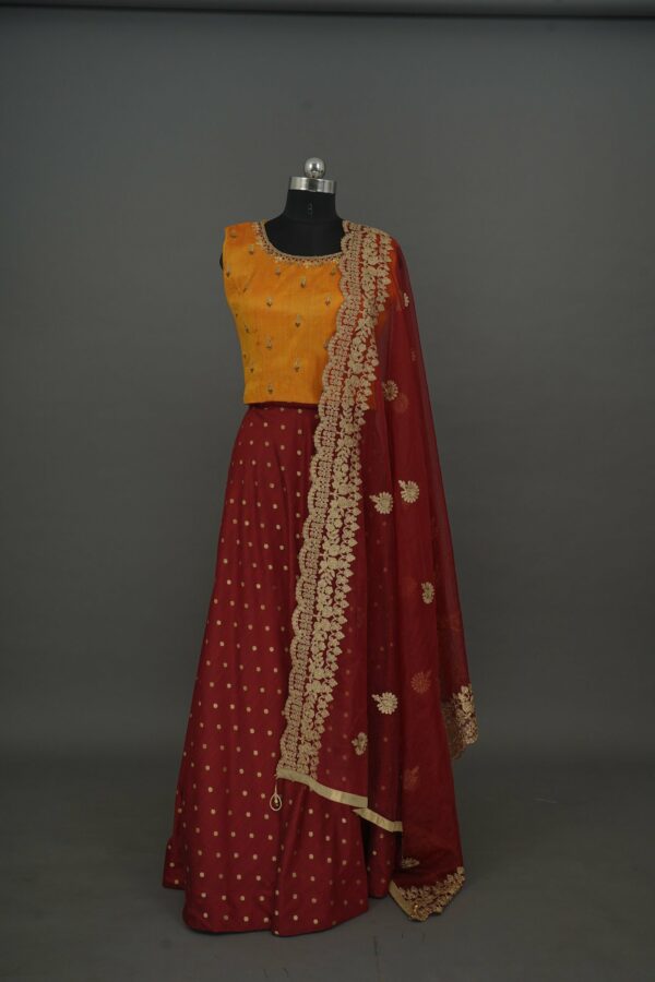 Yellow top with Red bottom Lehenga