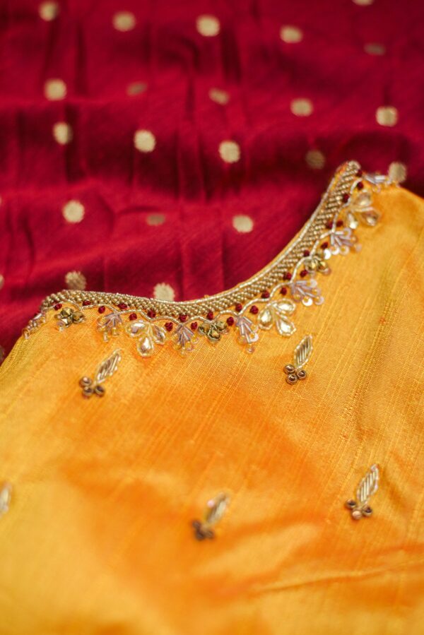 Yellow top with Red bottom Lehenga - Image 3