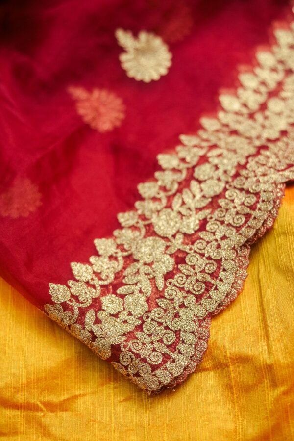 Yellow top with Red bottom Lehenga - Image 5