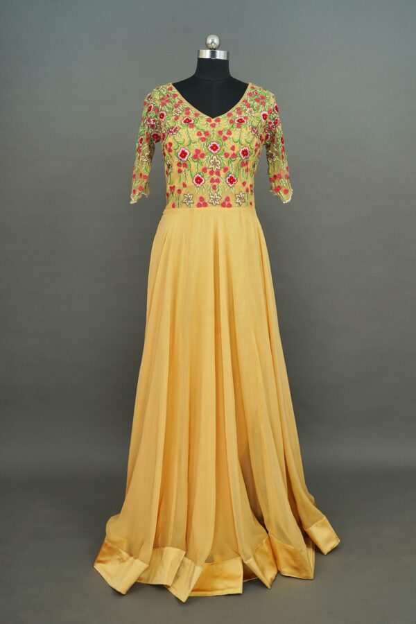 Yellow lehenga with floral top