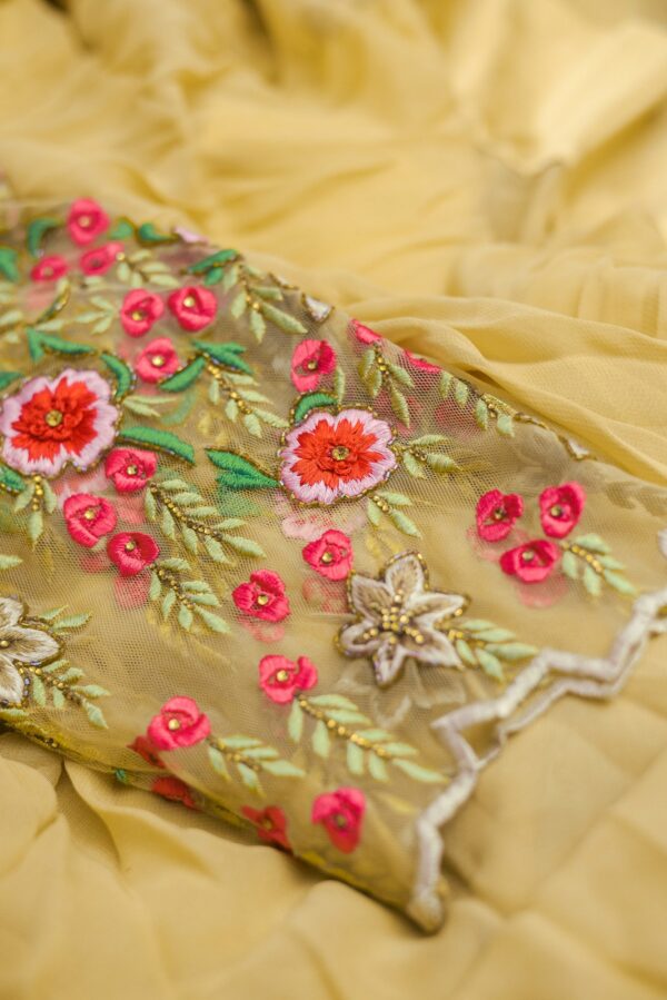 Yellow lehenga with floral top - Image 3