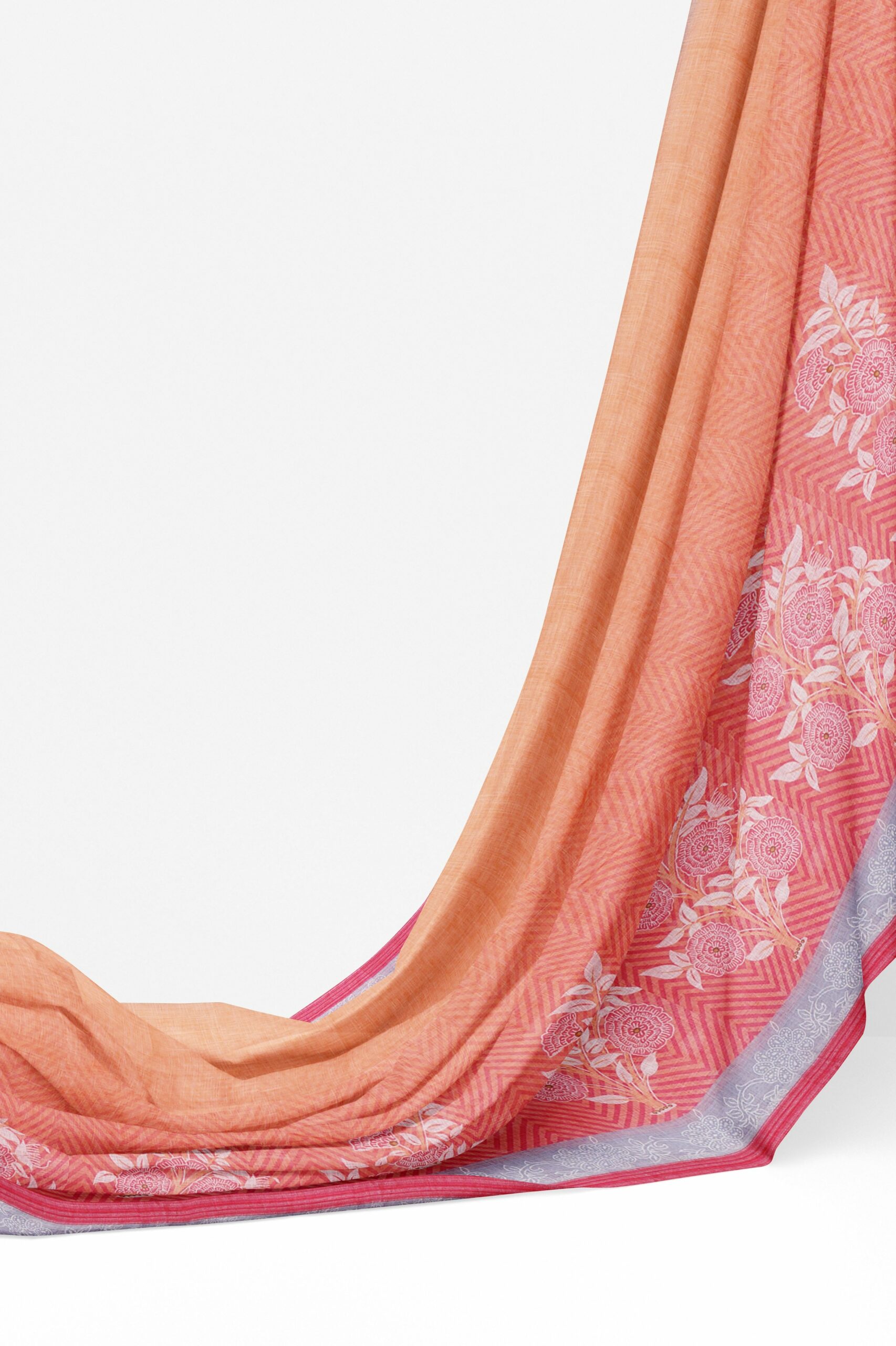 Baby pink saree with white border - Image 3