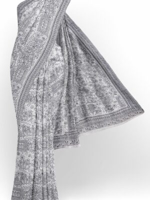 Black and white saree with black and white border