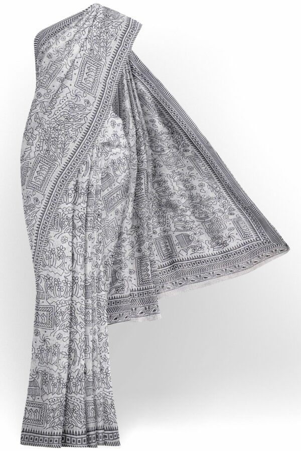 Black and white saree with black and white border