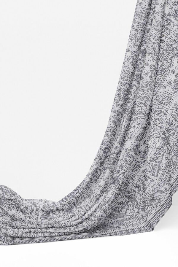 Black and white saree with black and white border - Image 3