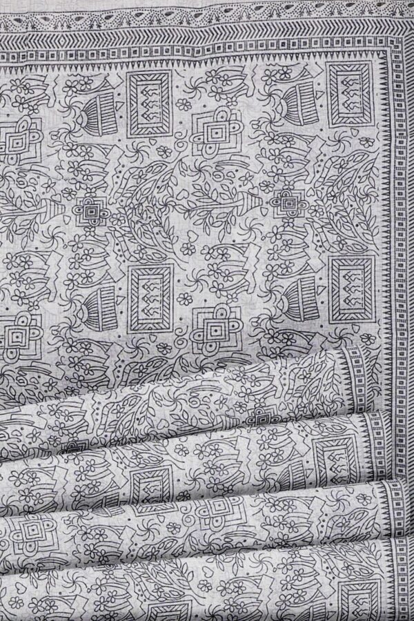 Black and white saree with black and white border - Image 4
