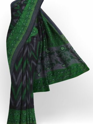 Black saree with dark green border