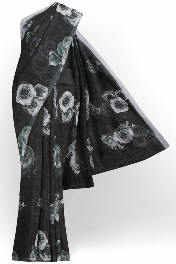 Black saree with grey border