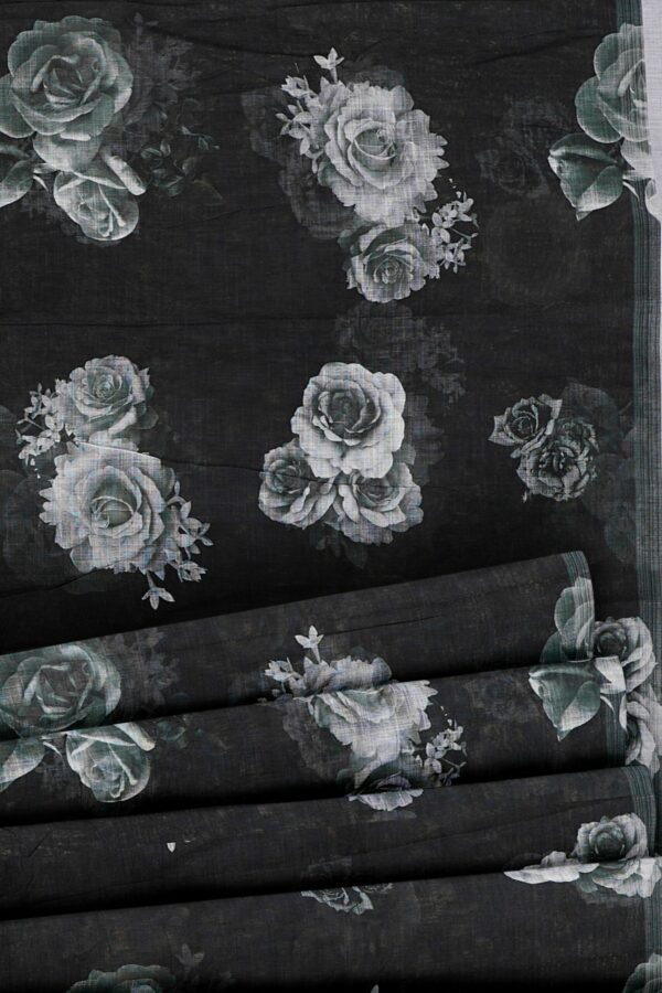 Black saree with grey border - Image 4