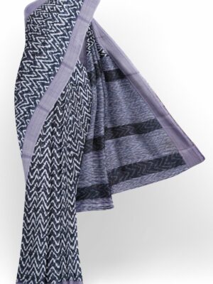 Black saree with light purple border