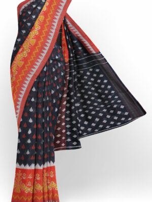 Black saree with orange border