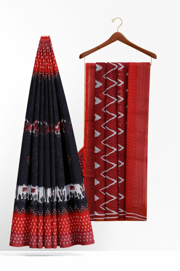Black saree with red border - Image 2
