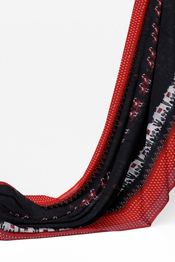 Black saree with red border - Image 3