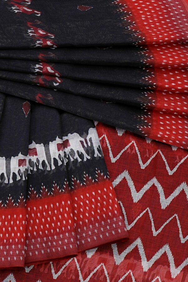 Black saree with red border - Image 5
