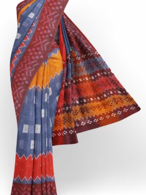 Blue saree with red border