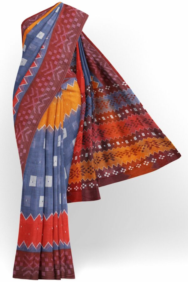 Blue saree with red border