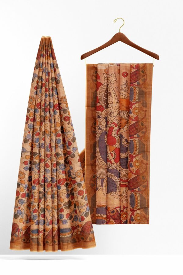 Brown saree with brown border - Image 2