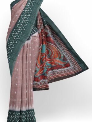 Brown saree with green border