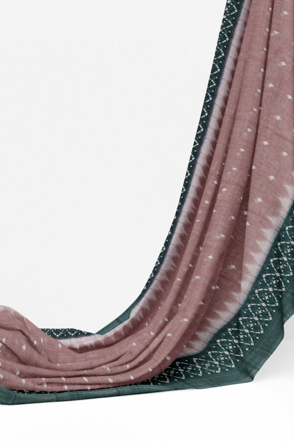 Brown saree with green border - Image 3