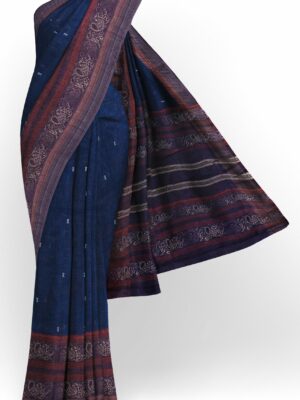 Dark blue saree with brown border