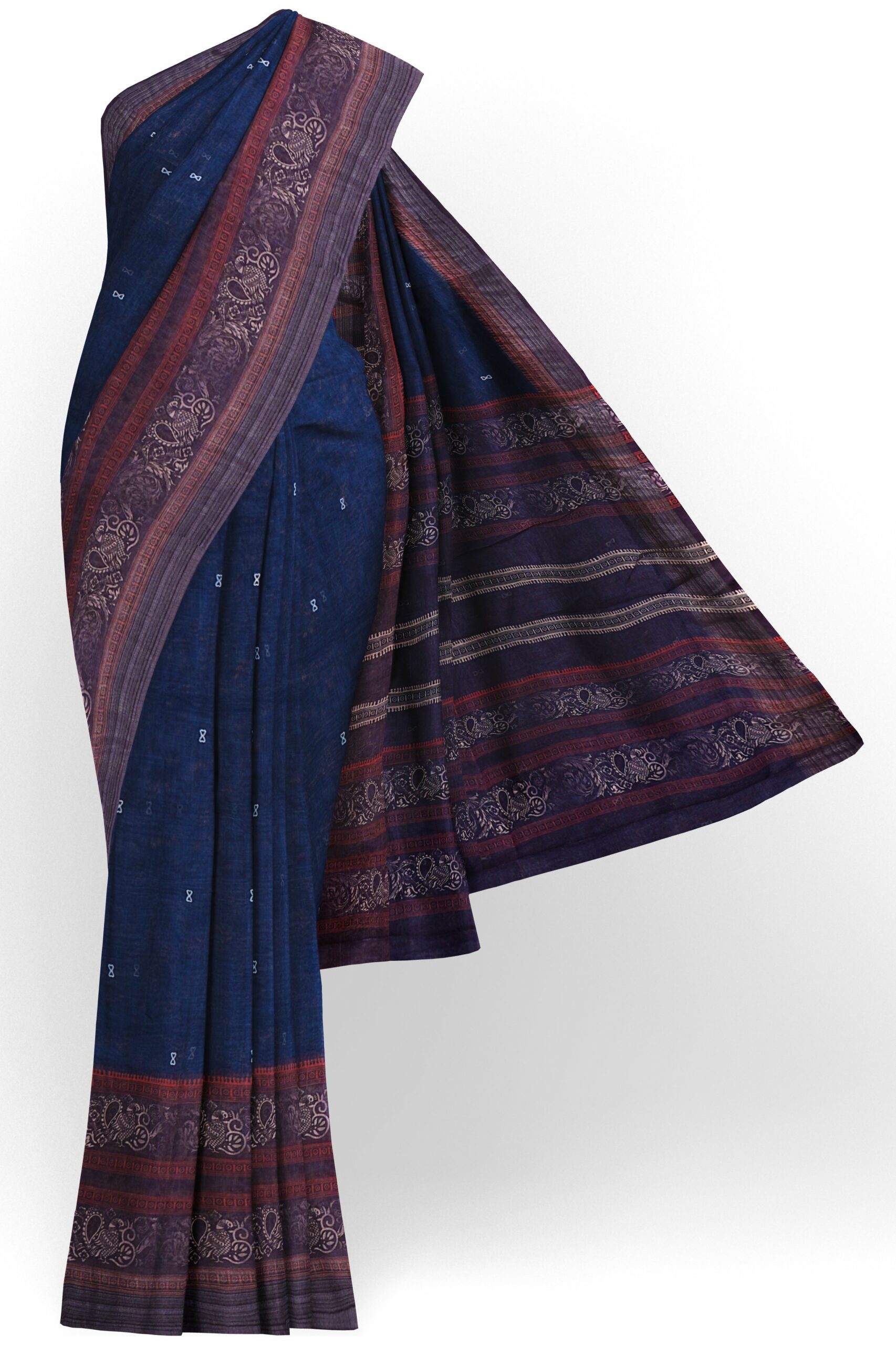 Dark blue saree with brown border