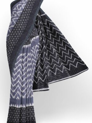 Grey saree with black border