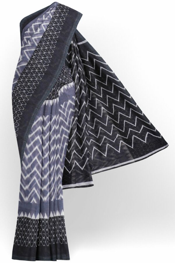 Grey saree with black border