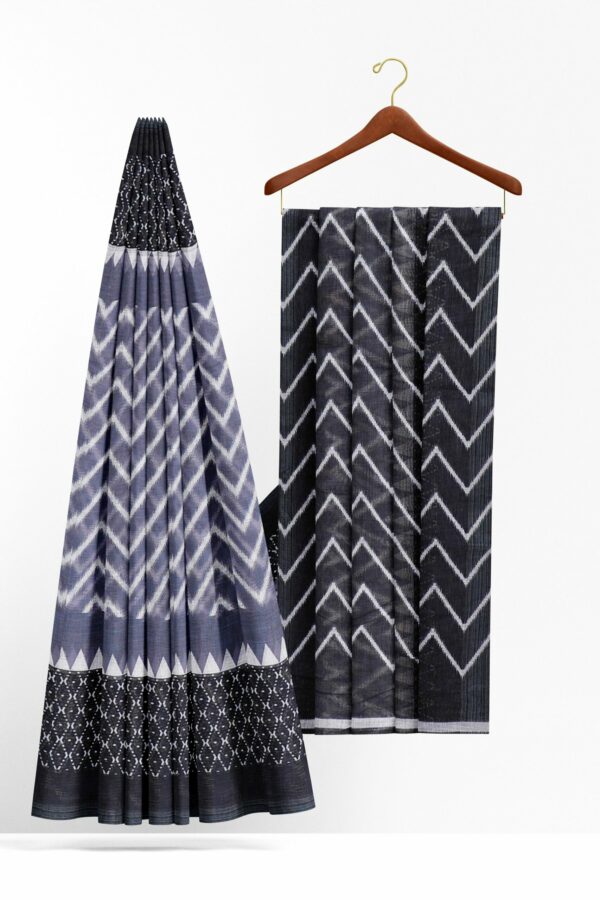 Grey saree with black border - Image 2